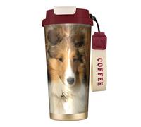 YXDVPALNE Adorabile cane Sheltie,Tazza da caffè in acciaio inossidabile 316 con cordino, bicchiere termico da viaggio per auto, 500 ml