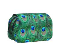 YXDVPALNE Adorabile pavone verde Astuccio portapenne portatile a doppia conchiglia con cerniera