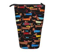 YXDVPALNE Amo i miei cani bassotti,Astuccio telescopico, portapenne con supporto e astuccio con cerniera