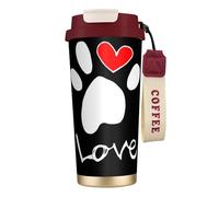 YXDVPALNE Amore per l'impronta della zampa del cane,Tazza da caffè in acciaio inossidabile 316 con cordino, bicchiere termico da viaggio per auto, 500 ml