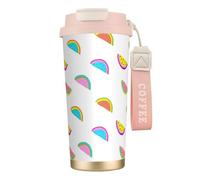 YXDVPALNE Anguria colorata divertente,Tazza da caffè in acciaio inossidabile 316 con cordino, bicchiere termico da viaggio per auto, 500 ml
