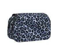 YXDVPALNE Animale leopardo azzurro chiaro Astuccio portapenne portatile a doppia conchiglia con cerniera