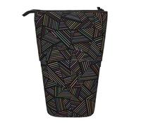 YXDVPALNE Arcobaleno lineare geometrico stampato in 3D,Astuccio telescopico, portapenne con supporto e astuccio con cerniera
