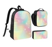 YXDVPALNE Arcobaleno,Zaino per studenti, borsa per il pranzo, astuccio portapenne, set da 3 pezzi
