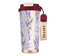 YXDVPALNE Aroma di stagione della lavanda affascinante,Tazza da caffè in acciaio inossidabile 316 con cordino, bicchiere termico da viaggio per auto, 500 ml