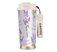 YXDVPALNE Aroma di stagione della lavanda affascinante,Tazza da caffè in acciaio inossidabile 316 con cordino, bicchiere termico da viaggio per auto, 500 ml