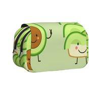 YXDVPALNE Avocado carino, pane tostato e uovo fritto Astuccio portapenne portatile a doppia conchiglia con cerniera