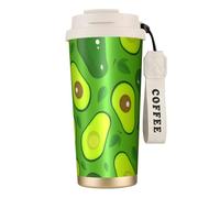 YXDVPALNE Avocado su cibi e bevande verdi,Tazza da caffè in acciaio inossidabile 316 con cordino, bicchiere termico da viaggio per auto, 500 ml
