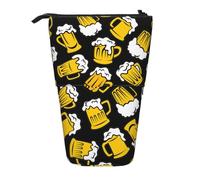 YXDVPALNE Birra retrò dei cartoni animati,Astuccio telescopico, portapenne con supporto e astuccio con cerniera