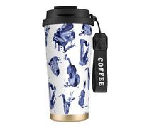 YXDVPALNE Blues Sassofono Pianoforte Violoncello Basso,Tazza da caffè in acciaio inossidabile 316 con cordino, bicchiere termico da viaggio per auto, 500 ml