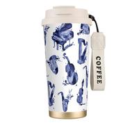 YXDVPALNE Blues Sassofono Pianoforte Violoncello Basso,Tazza da caffè in acciaio inossidabile 316 con cordino, bicchiere termico da viaggio per auto, 500 ml