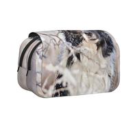YXDVPALNE Border Collie Inverno Bianco come la neve Cani neri Astuccio portapenne portatile a doppia conchiglia con cerniera