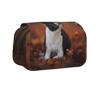YXDVPALNE Boston Terrier Autunno Bokeh Cani Cani Astuccio portapenne portatile a doppia conchiglia con cerniera