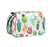 YXDVPALNE Cactus e piante grasse ad acquerello Astuccio portapenne portatile a doppia conchiglia con cerniera