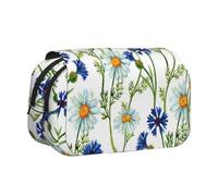 YXDVPALNE Camomille e fiordalisi acquerellati Astuccio portapenne portatile a doppia conchiglia con cerniera