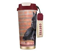 YXDVPALNE Cane Corso Grandi Cani Neri Animali Domestici,Tazza da caffè in acciaio inossidabile 316 con cordino, bicchiere termico da viaggio per auto, 500 ml