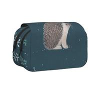 YXDVPALNE Carino piccolo riccio Astuccio portapenne portatile a doppia conchiglia con cerniera