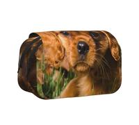YXDVPALNE Cavalier King Charles Spaniel Brown Curly Dogs Astuccio portapenne portatile a doppia conchiglia con cerniera