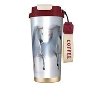 YXDVPALNE Cavalli maculati rari al galoppo,Tazza da caffè in acciaio inossidabile 316 con cordino, bicchiere termico da viaggio per auto, 500 ml