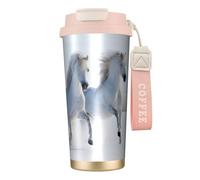 YXDVPALNE Cavalli maculati rari al galoppo,Tazza da caffè in acciaio inossidabile 316 con cordino, bicchiere termico da viaggio per auto, 500 ml