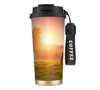 YXDVPALNE Cavallo al crepuscolo,Tazza da caffè in acciaio inossidabile 316 con cordino, bicchiere termico da viaggio per auto, 500 ml