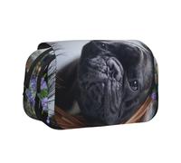 YXDVPALNE Centro commerciale Bulldog francesi Cani neri Animali domestici Astuccio portapenne portatile a doppia conchiglia con cerniera