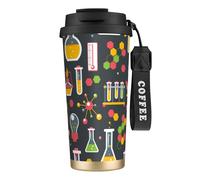 YXDVPALNE Chimica Scienza,Tazza da caffè in acciaio inossidabile 316 con cordino, bicchiere termico da viaggio per auto, 500 ml