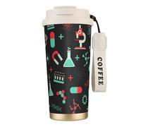 YXDVPALNE Chimica verde e modelli scientifici,Tazza da caffè in acciaio inossidabile 316 con cordino, bicchiere termico da viaggio per auto, 500 ml