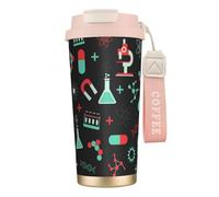 YXDVPALNE Chimica verde e modelli scientifici,Tazza da caffè in acciaio inossidabile 316 con cordino, bicchiere termico da viaggio per auto, 500 ml