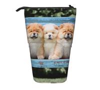 YXDVPALNE Chow-Chow Cani Carini Cinque Cuccioli,Astuccio telescopico, portapenne con supporto e astuccio con cerniera