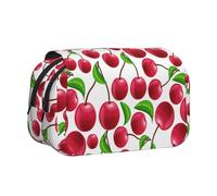 YXDVPALNE Ciliegie rosse stampate Astuccio portapenne portatile a doppia conchiglia con cerniera