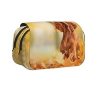 YXDVPALNE Cocker Spaniel Autumn Park Brown Spaniel Dogs Astuccio portapenne portatile a doppia conchiglia con cerniera