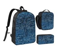 YXDVPALNE Coding fantastico,Zaino per studenti, borsa per il pranzo, astuccio portapenne, set da 3 pezzi