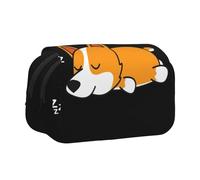 YXDVPALNE Corgi carino che dorme Astuccio portapenne portatile a doppia conchiglia con cerniera
