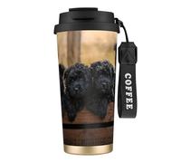 YXDVPALNE Cuccioli di famiglia Affenpinscher Cani neri Scimmia,Tazza da caffè in acciaio inossidabile 316 con cordino, bicchiere termico da viaggio per auto, 500 ml