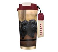 YXDVPALNE Cuccioli di famiglia Affenpinscher Cani neri Scimmia,Tazza da caffè in acciaio inossidabile 316 con cordino, bicchiere termico da viaggio per auto, 500 ml