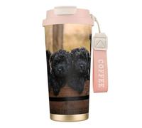 YXDVPALNE Cuccioli di famiglia Affenpinscher Cani neri Scimmia,Tazza da caffè in acciaio inossidabile 316 con cordino, bicchiere termico da viaggio per auto, 500 ml
