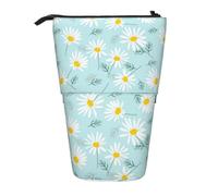 YXDVPALNE Delicata margherita floreale blu e bianca,Astuccio telescopico, portapenne con supporto e astuccio con cerniera