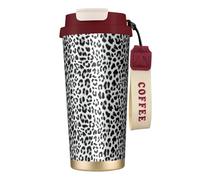 YXDVPALNE Design con motivo leopardato senza cuciture,Tazza da caffè in acciaio inossidabile 316 con cordino, bicchiere termico da viaggio per auto, 500 ml