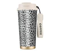 YXDVPALNE Design con motivo leopardato senza cuciture,Tazza da caffè in acciaio inossidabile 316 con cordino, bicchiere termico da viaggio per auto, 500 ml