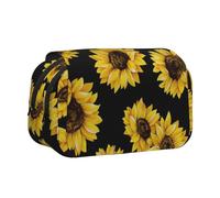 YXDVPALNE Disegno del girasole Astuccio portapenne portatile a doppia conchiglia con cerniera