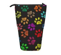 YXDVPALNE Doodle Paw Print Cat Dog Black,Astuccio telescopico, portapenne con supporto e astuccio con cerniera
