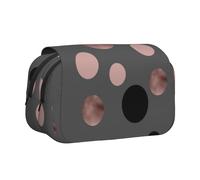 YXDVPALNE Eleganti cerchi neri finti rosa Astuccio portapenne portatile a doppia conchiglia con cerniera