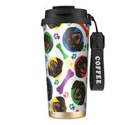 YXDVPALNE Faccia da bassotto giocosa,Tazza da caffè in acciaio inossidabile 316 con cordino, bicchiere termico da viaggio per auto, 500 ml