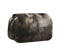 YXDVPALNE Famiglia di carlini con cuccioli e mamma sfocati Astuccio portapenne portatile a doppia conchiglia con cerniera