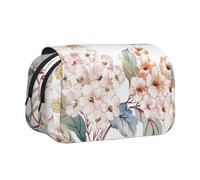 YXDVPALNE Fiore Acquerello Pastello Botanico Rosa Astuccio portapenne portatile a doppia conchiglia con cerniera