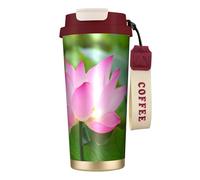YXDVPALNE Fiore di loto e bocciolo,Tazza da caffè in acciaio inossidabile 316 con cordino, bicchiere termico da viaggio per auto, 500 ml