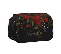 YXDVPALNE Fiori Rose Westernch Astuccio portapenne portatile a doppia conchiglia con cerniera