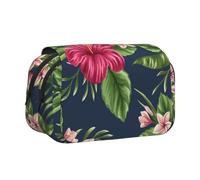 YXDVPALNE Fiori tropicali Frangipani Ibisco Natura Astuccio portapenne portatile a doppia conchiglia con cerniera