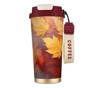 YXDVPALNE Foglie autunnali che cadono sul fiume (2),Tazza da caffè in acciaio inossidabile 316 con cordino, bicchiere termico da viaggio per auto, 500 ml